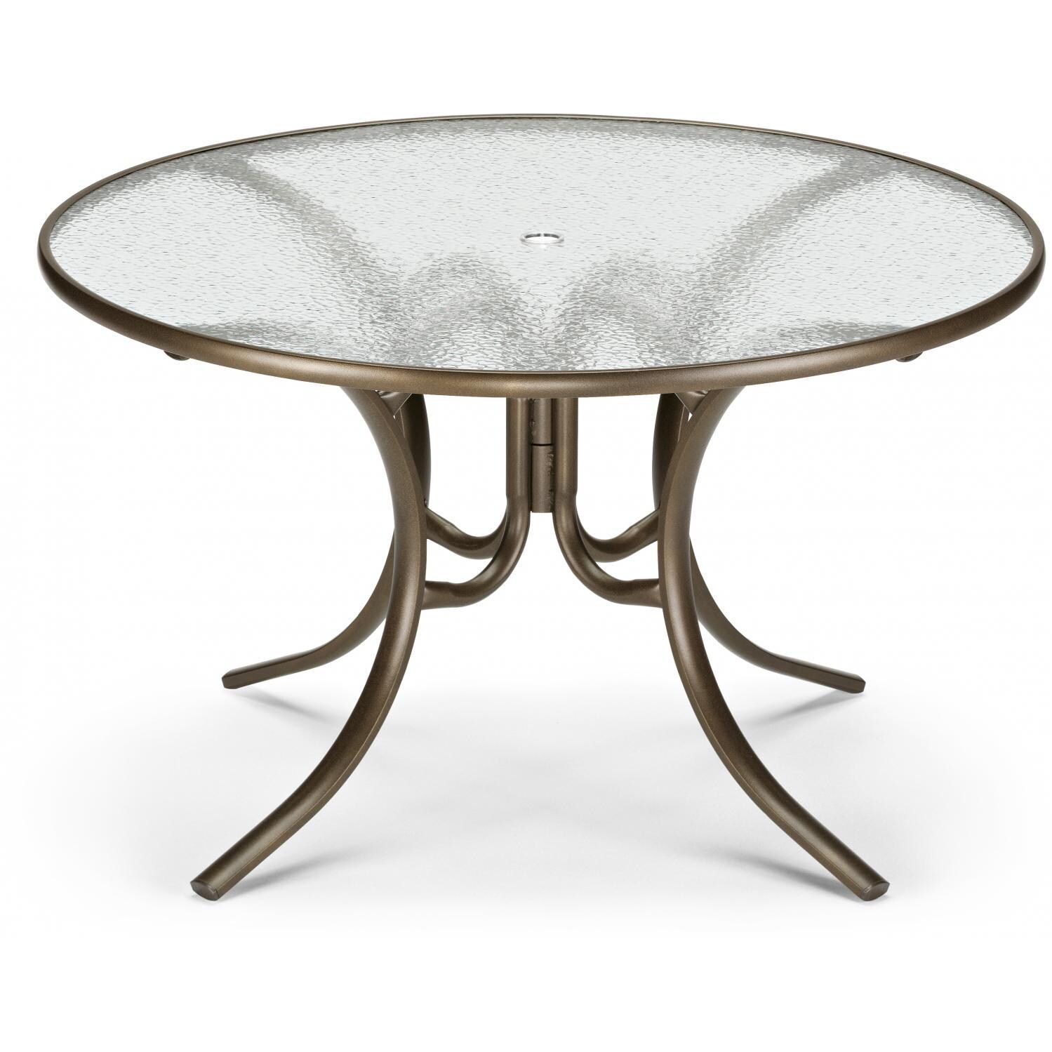 Aluminum 42 Inch Round Patio Dining Table With Glass Top By Telescope Casual Bbqguys