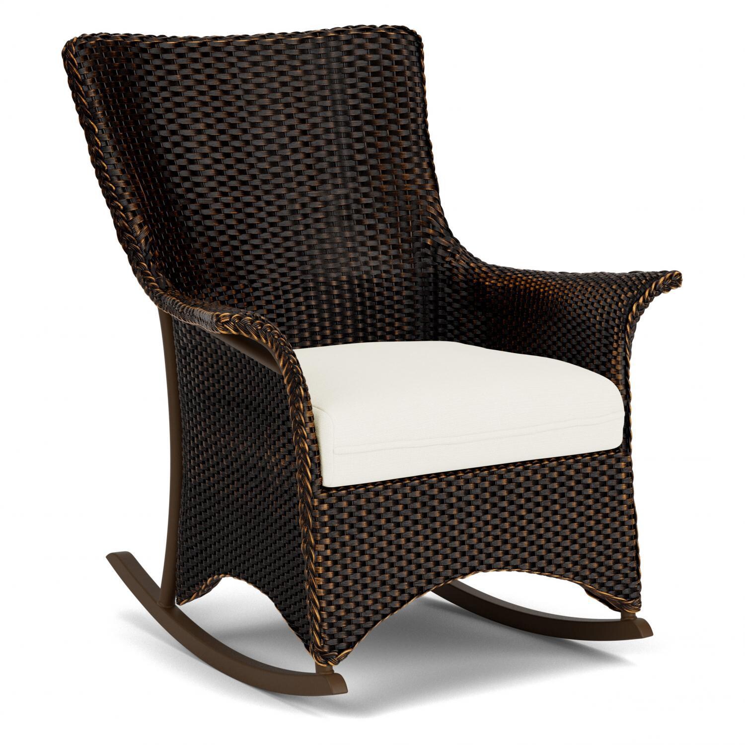 Lloyd Flanders Mandalay Porch Rocker in Mink Finish with Sailcloth Salt fabric - Angled thumbnail
