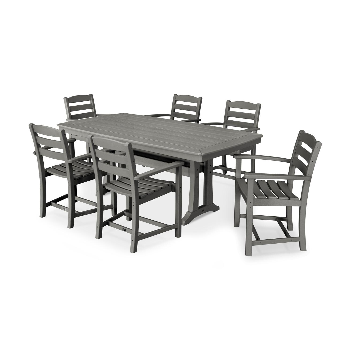 POLYWOOD La Casa Cafe Slate Grey 7 Piece Arm Chair Dining Set thumbnail
