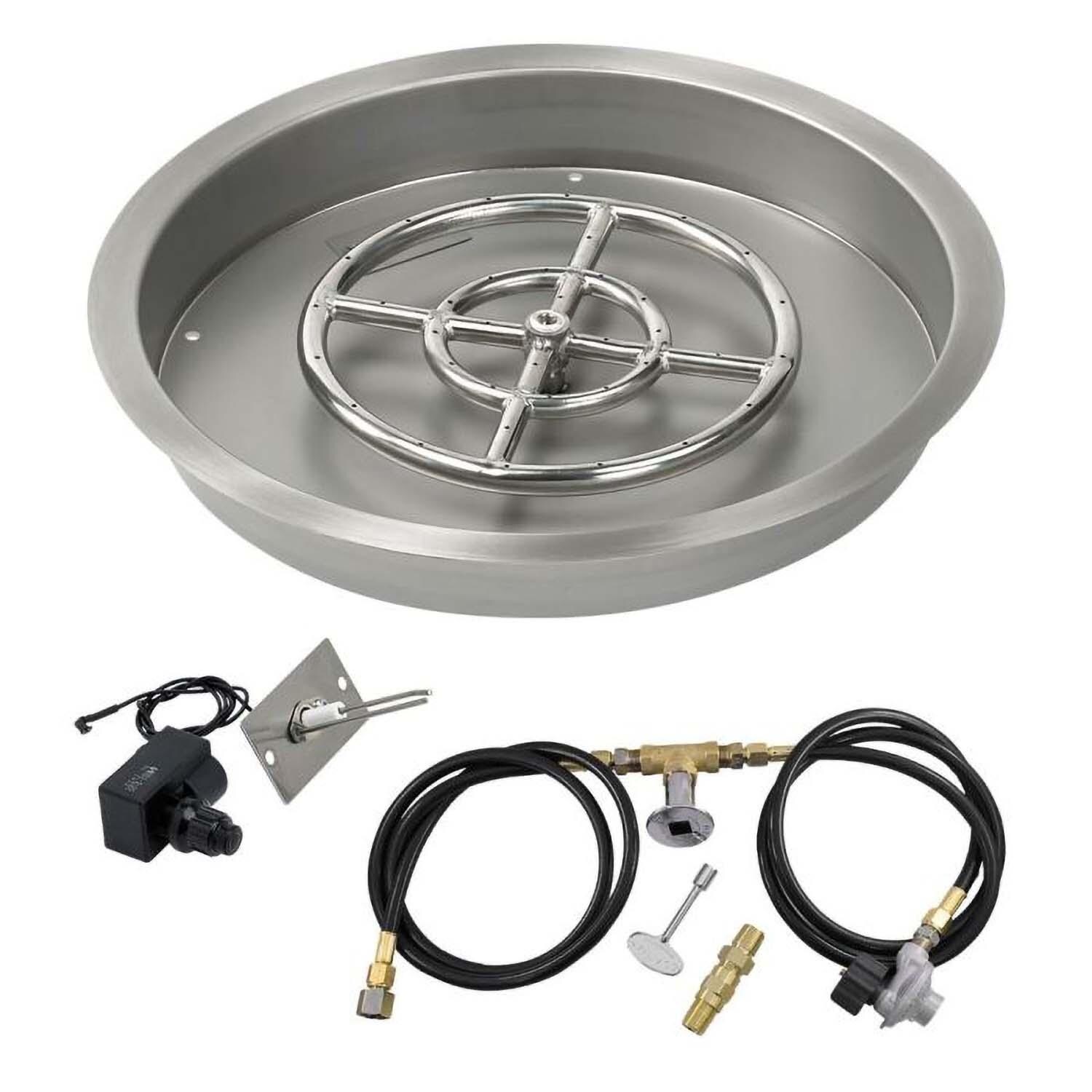 BBQGuys Signature 19 Inch Stainless Steel Round Drop-In Pan W/Spark Ignition Kit - 12 Inch Ring - Propane - White Background thumbnail
