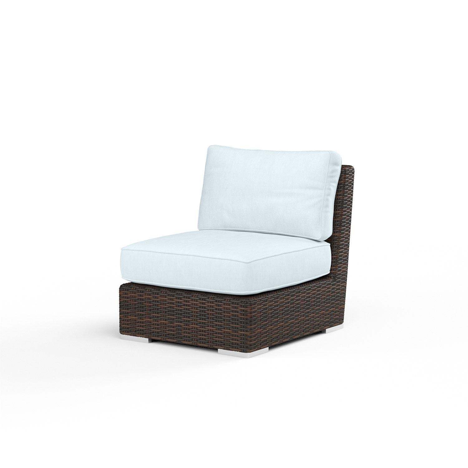 Montecito Wicker Patio Armless Club Chair in Canvas Skyline w/ Self Welt By Sunset West - Display - White Background thumbnail