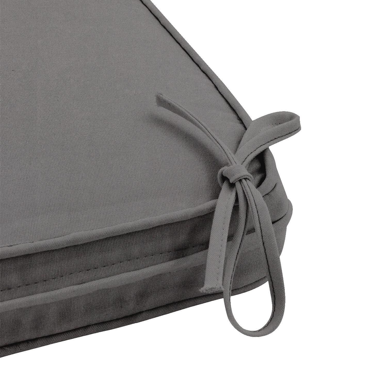 Sunbrella Canvas Charcoal Medium Outdoor Replacement Bench Cushion W/ Piping By UltimatePatio.com - Tie Detail thumbnail
