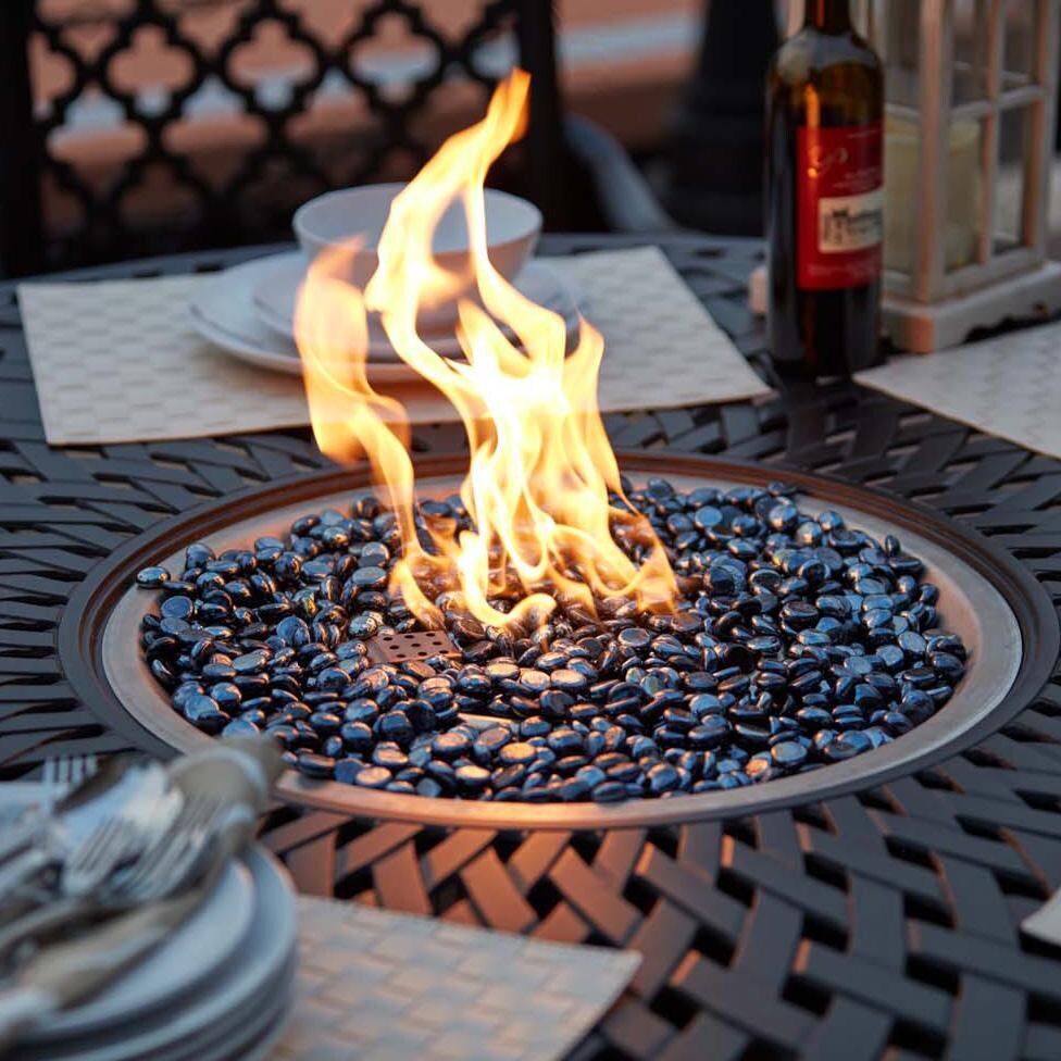 Series 60 60-in Antique Bronze Cast Aluminum Counter Height Fire Pit Table by Darlee - Flame - Detail thumbnail