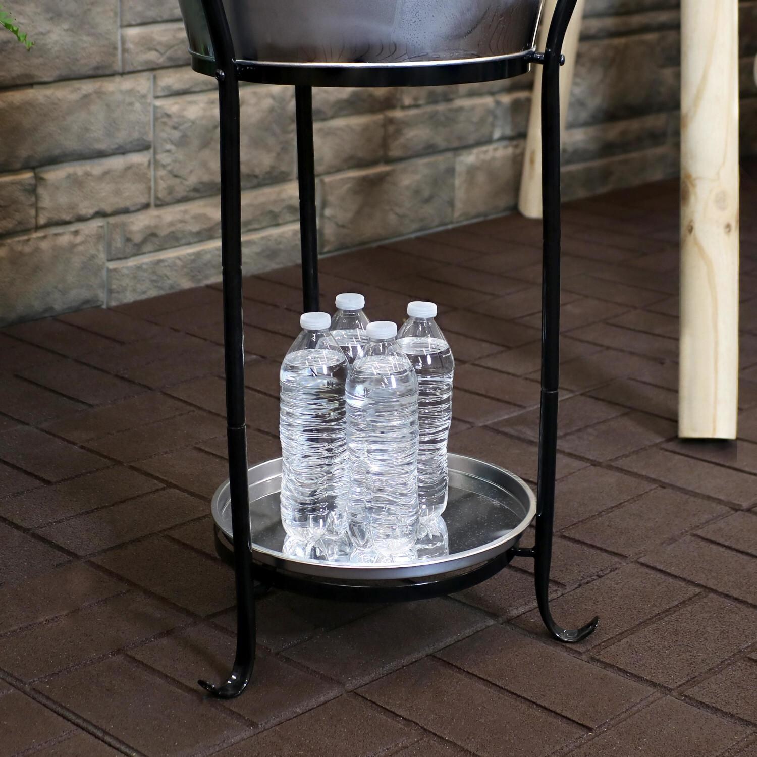 Ultimate Patio Stainless Steel Ice Bucket Drink Cooler W/ Stand & Tray - Stocked Tray thumbnail