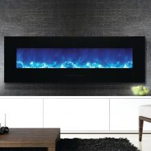 Amantii Wall Mount/Flush Mount 60-Inch Electric Fireplace with Black Glass Surround - WM-FM-60-7023-BG