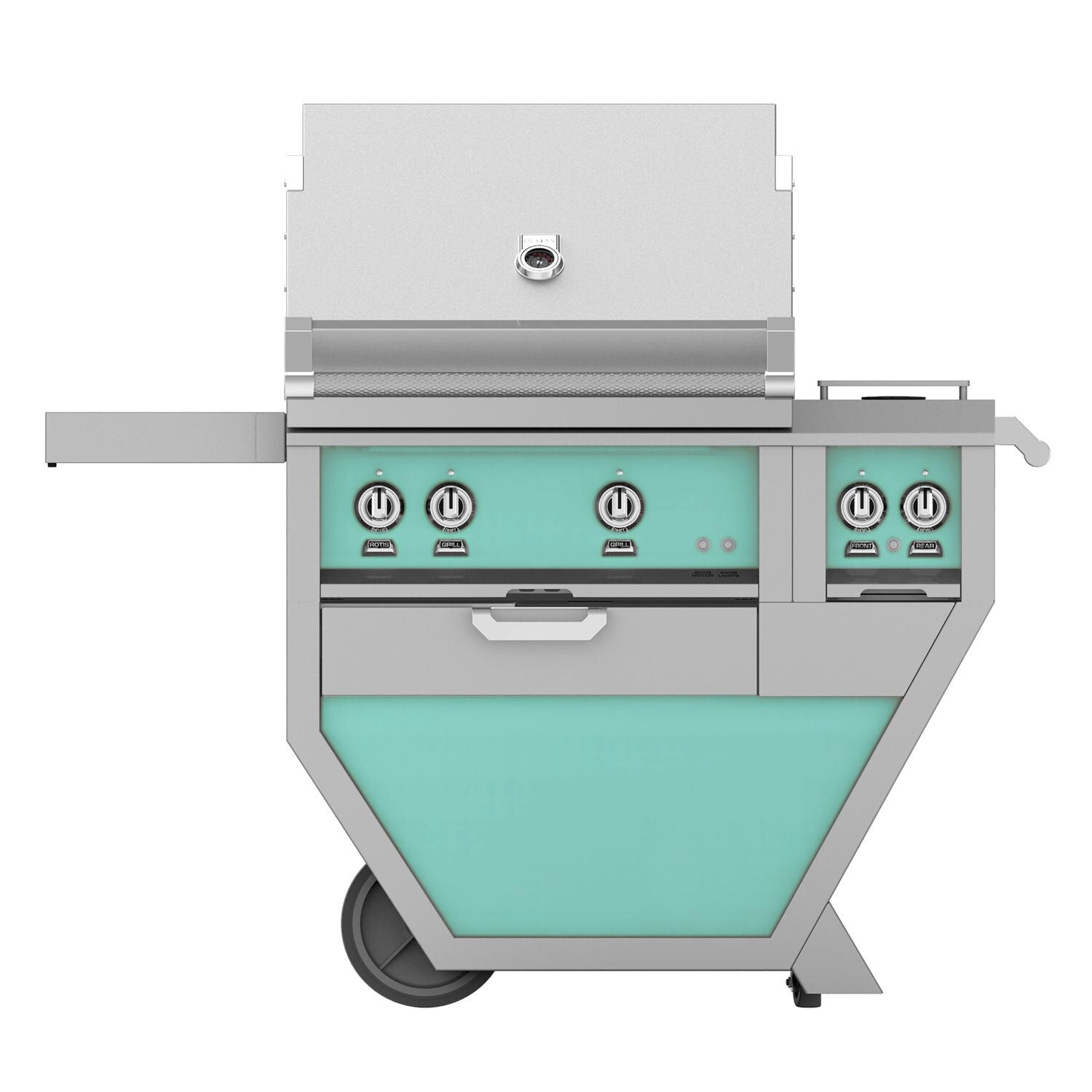 Hestan Deluxe 30-Inch Freestanding Propane Gas Grill W/ Rotisserie & Double Side Burner - Bora Bora - GABR30CX2-LP-TQ thumbnail
