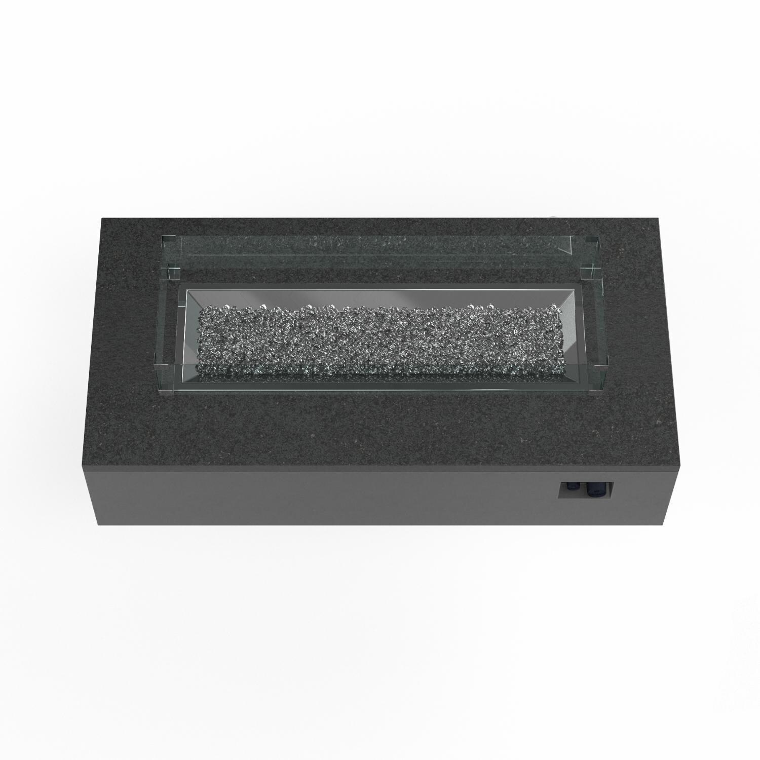 Sunset West - Emerald II 8 Piece Resin Wicker Patio Fire Pit Conversation Set W/ Tank Cover, End Table, & Spectrum Carbon Cushions - Fire Table Top View - White Background thumbnail