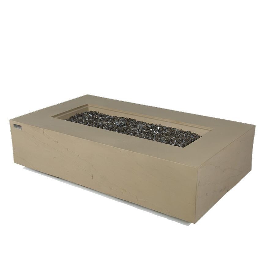 Elementi Colorado OFG410SY-NG 56-Inch Natural Gas Sunlight Yellow Fire Pit Table - Fire Table Unlit At Angle thumbnail