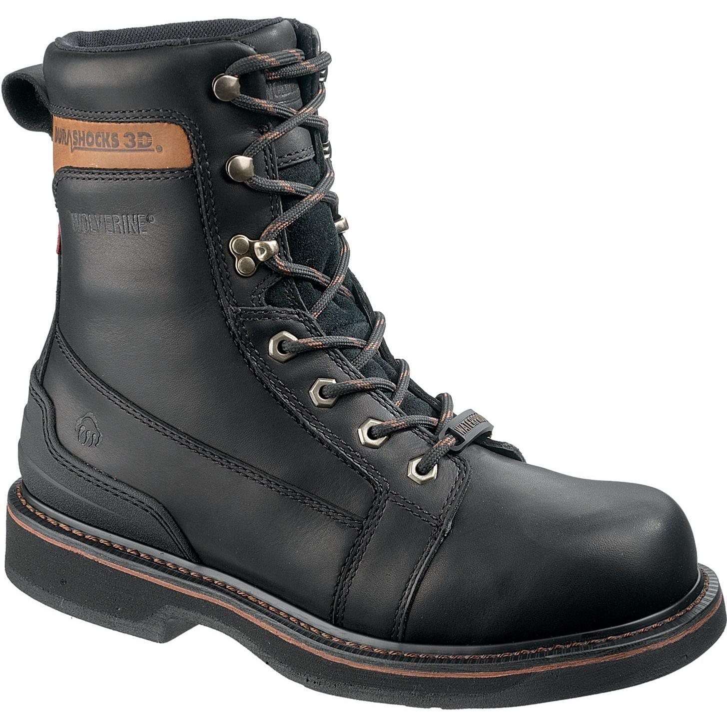 Wolverine Mens Triad Durashocks 3D Waterproof 8 Inch Work Boots Black
