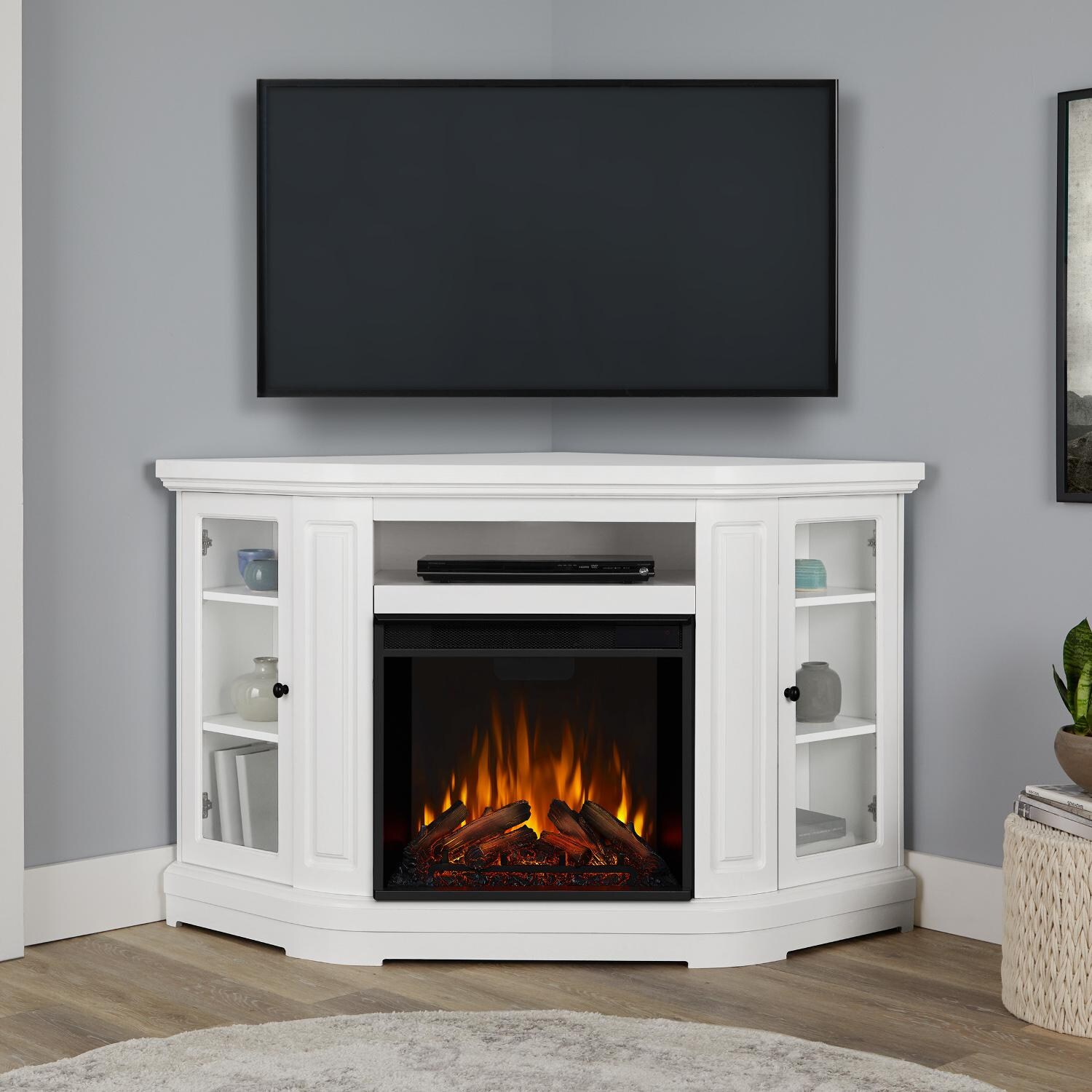 Real Flame - 3850E-W - Windom 57-Inch Corner Electric Fireplace Entertainment Center - White thumbnail