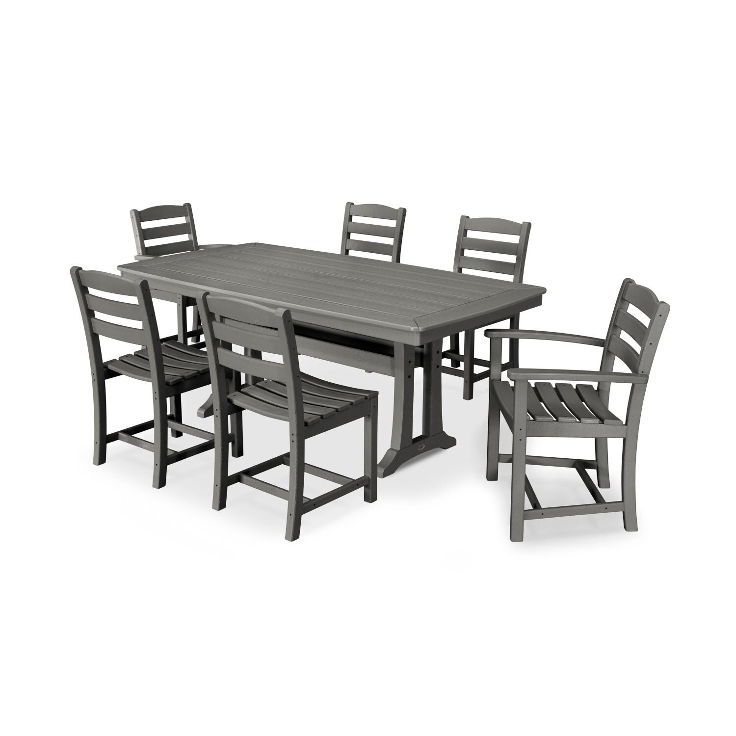 POLYWOOD La Casa Cafe 7 Piece Rectangular Dining Set - Slate Grey