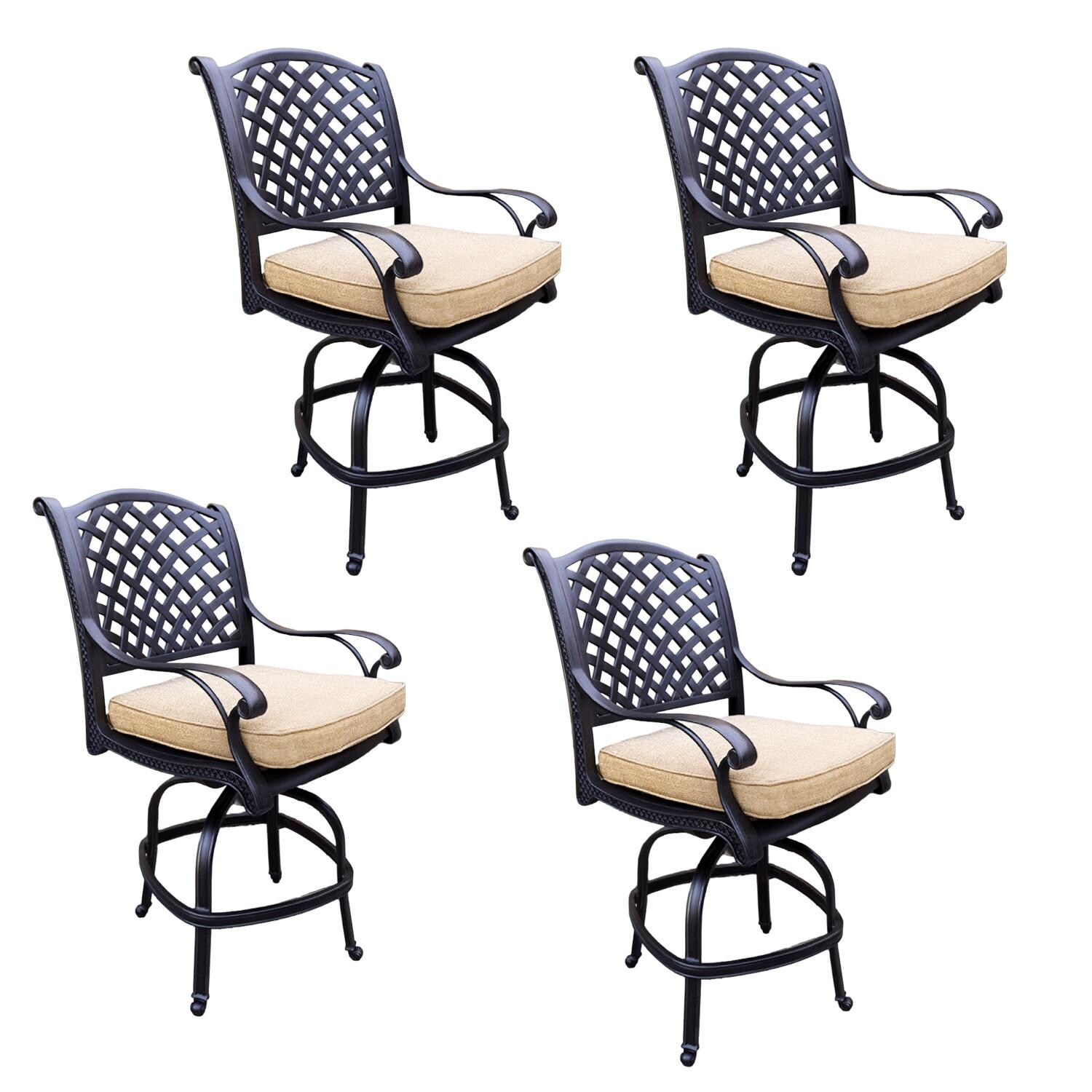 Darlee Nassau 4 Pc Set Swivel Counter Height Bar Stool Set - Counter Height Bar Stool - Set of 4 - White Background thumbnail