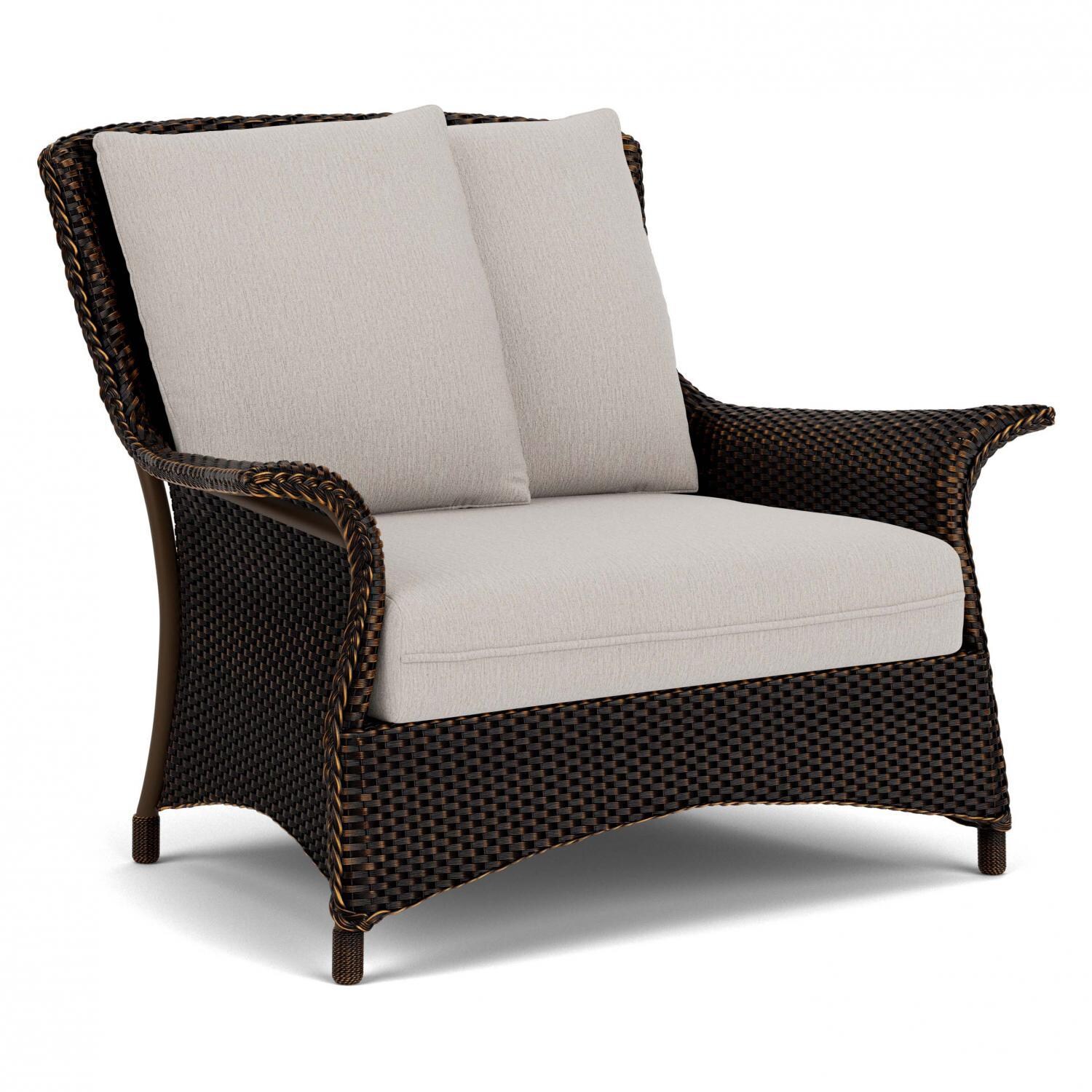 Lloyd Flanders Mandalay Chair and a Half in MInk Finish with Remy Cloud Fabric - Angled thumbnail