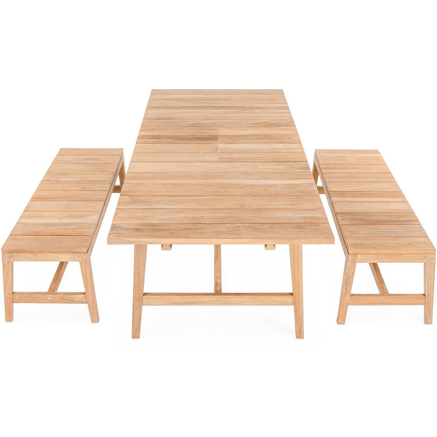 Capri Expansion 3 Piece Dining Set W/ Extend 72/96 Inch Table By Teak + Table