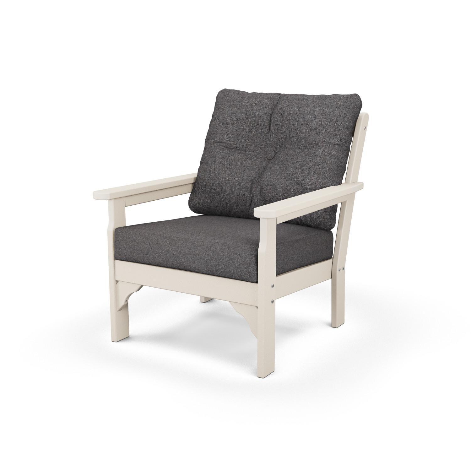 Vineyard Recycled Plastic Club Chair in Sand/Ash Charcoal by POLYWOOD