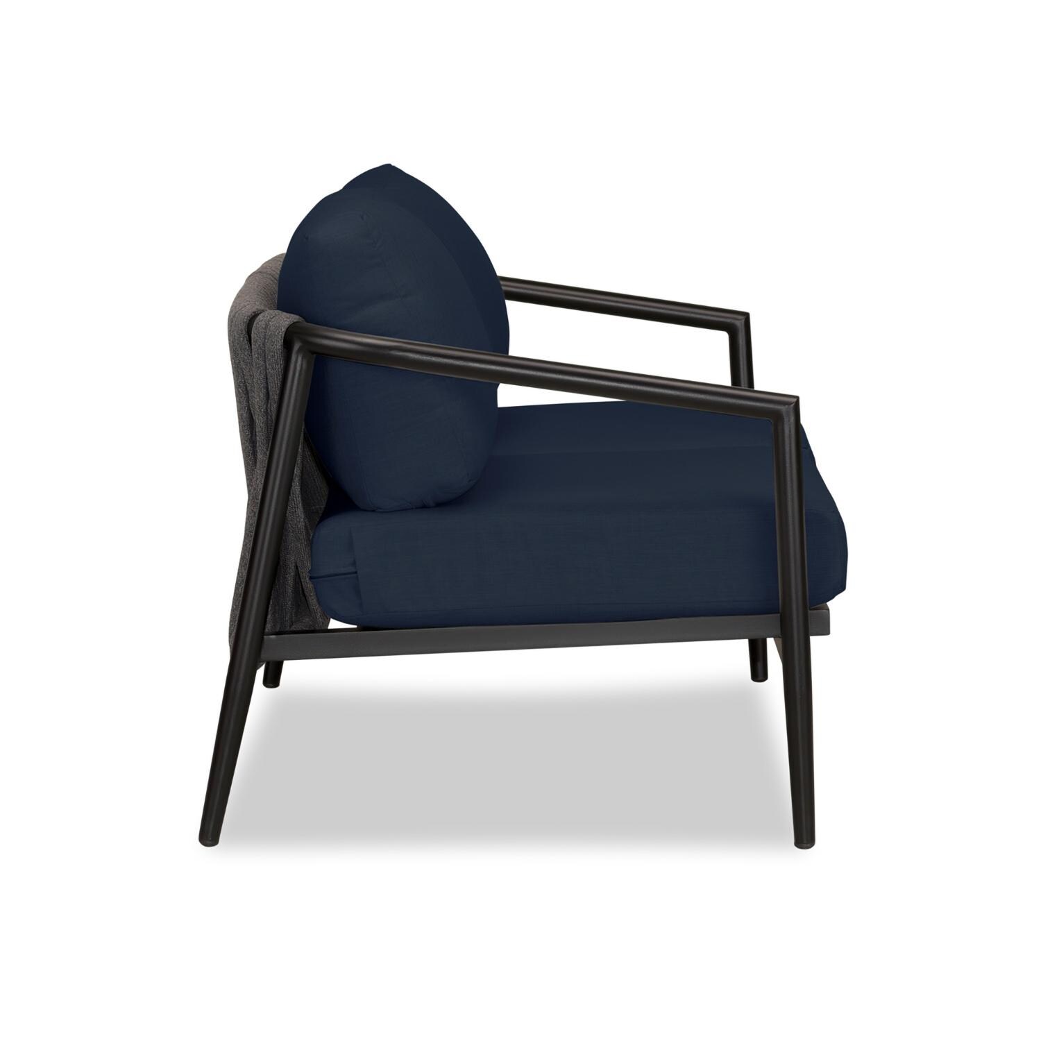 Lakeview Midnight Cove 2 Person Aluminum Loveseat in Black/Carbon/Spectrum Indigo - Side - White Background thumbnail