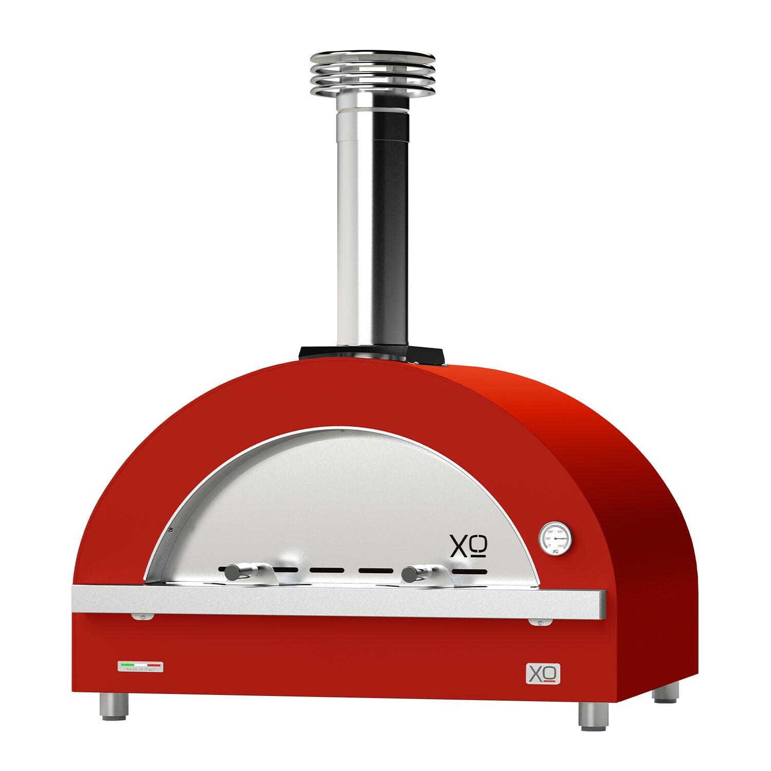 XO Appliance XOPIZZA4WRO PIZZA4 Built-In / Countertop Wood-Fired Pizza Oven in Red - White Background thumbnail