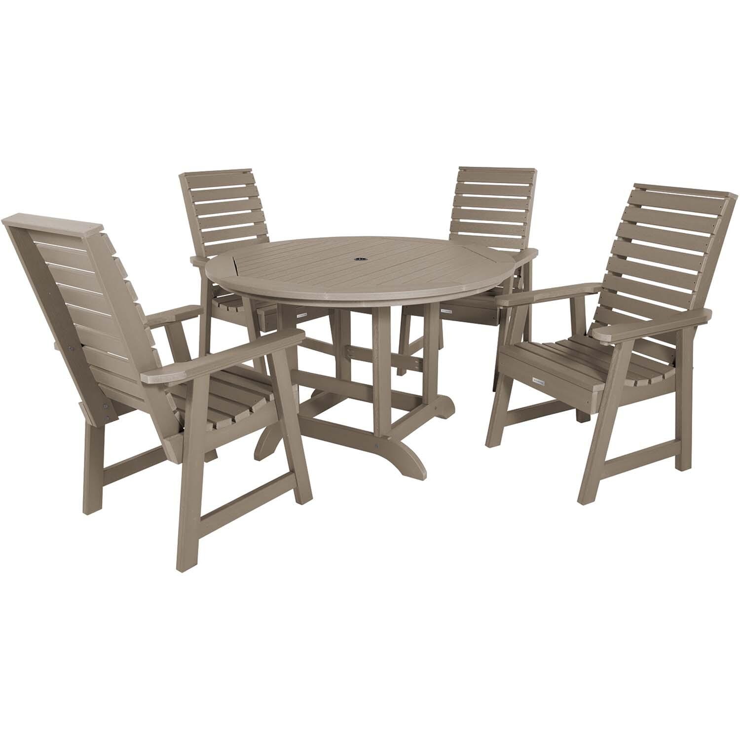 Elm Pointe 5 Pc Set Recycled Plastic Dining Set In Woodland Brown By Lakeview - White Background thumbnail