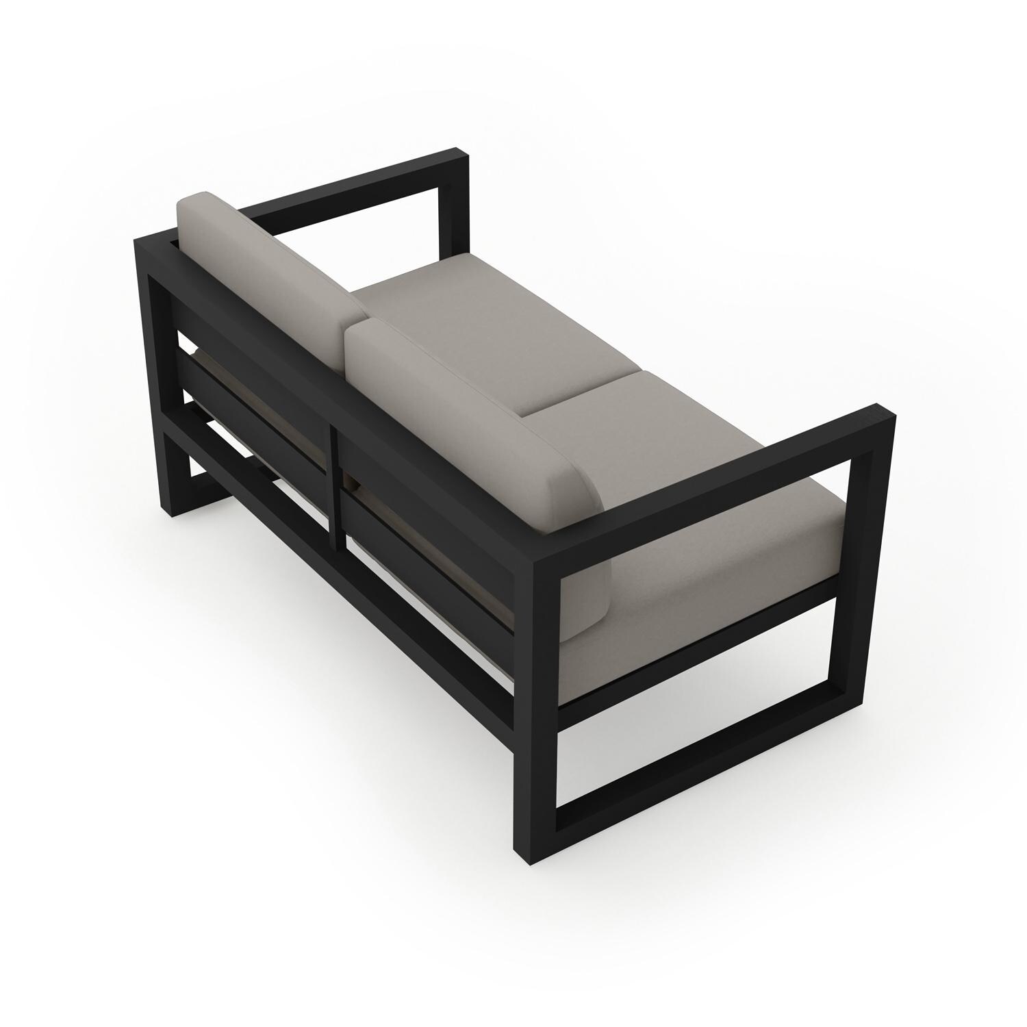 Lakeview  MSTYCV-BK-LS-CC Misty Cove 2 Person Aluminum Loveseat in Black w/Canvas Charcoal Cushions by Lakeview Outdoor Designs - Angled Back - White Background thumbnail