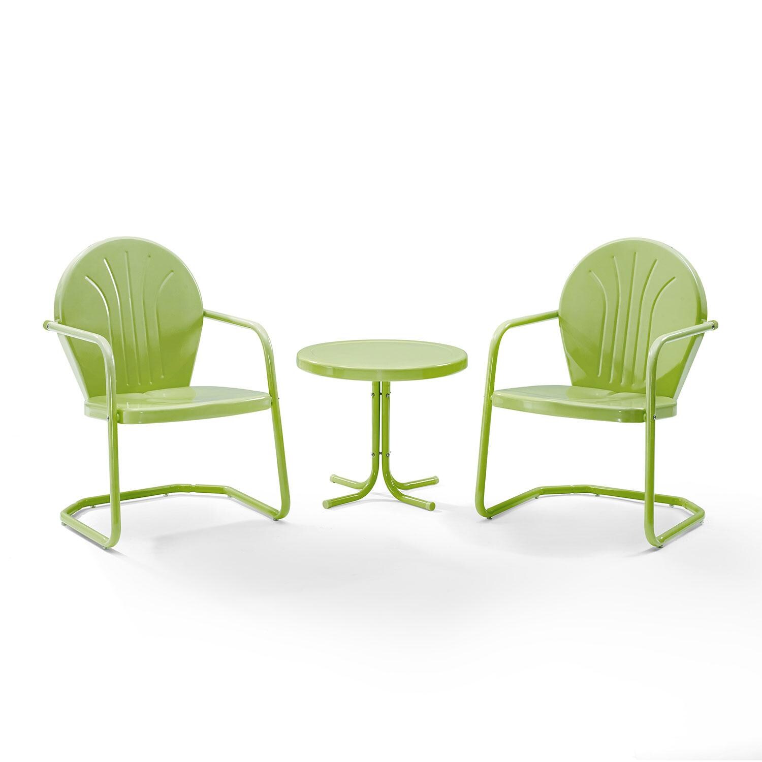 Ultimate Patio UP-32237KL 3Pc Retro Outdoor Chair Set in Lime Green - Display - White Background thumbnail