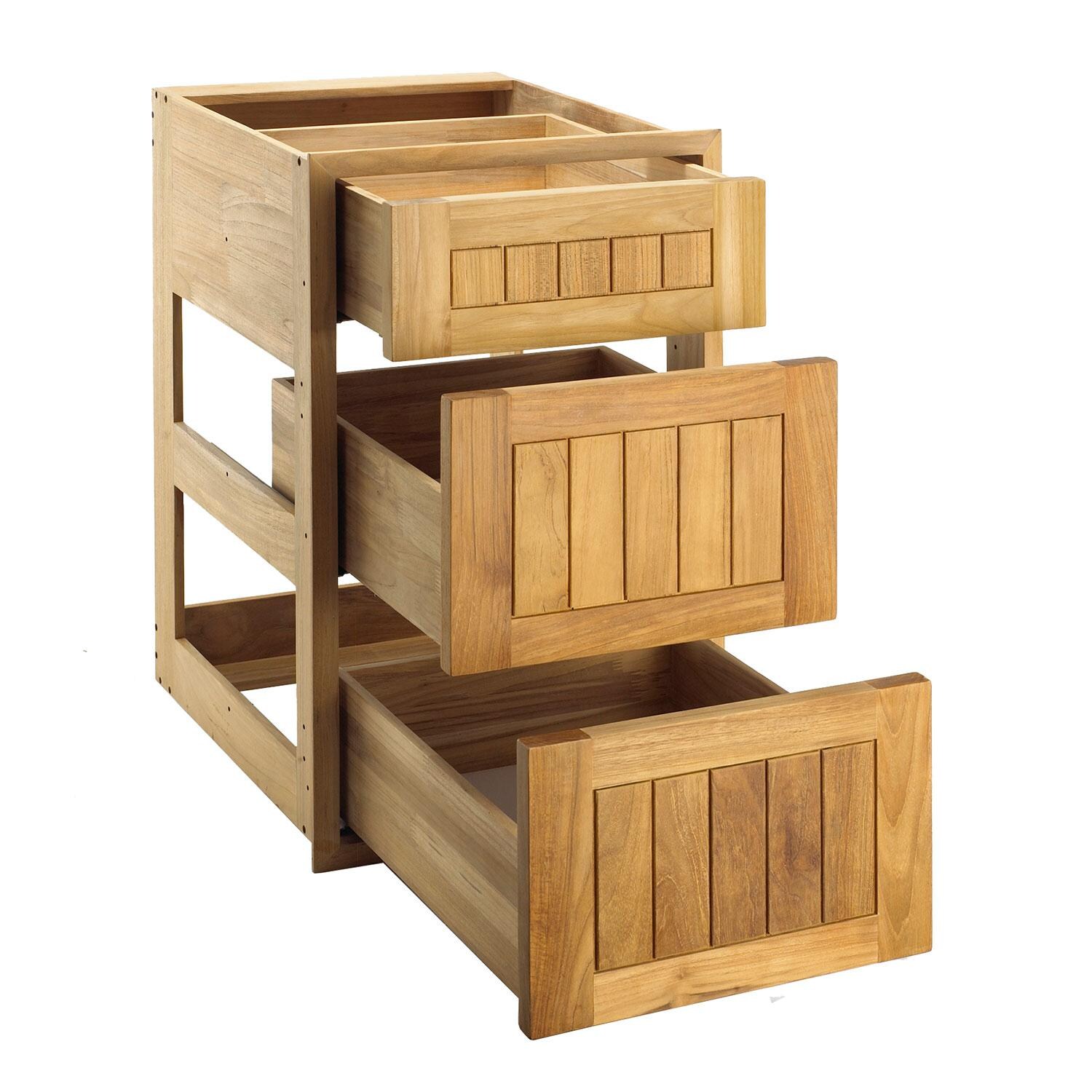 Pacific Teak 18 Inch Cottage Panel Triple Drawer - Open thumbnail