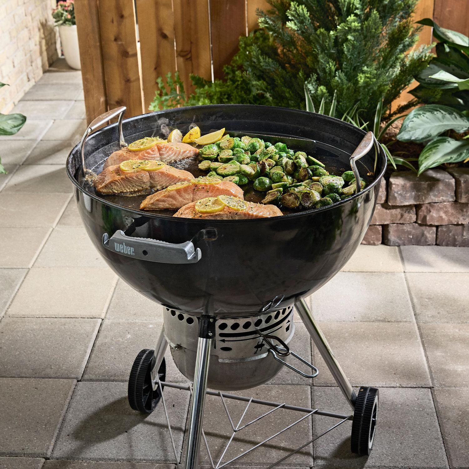 Weber 3400382 Rust-Resistant Griddle Insert - Salmon & Veggies - Lifestyle