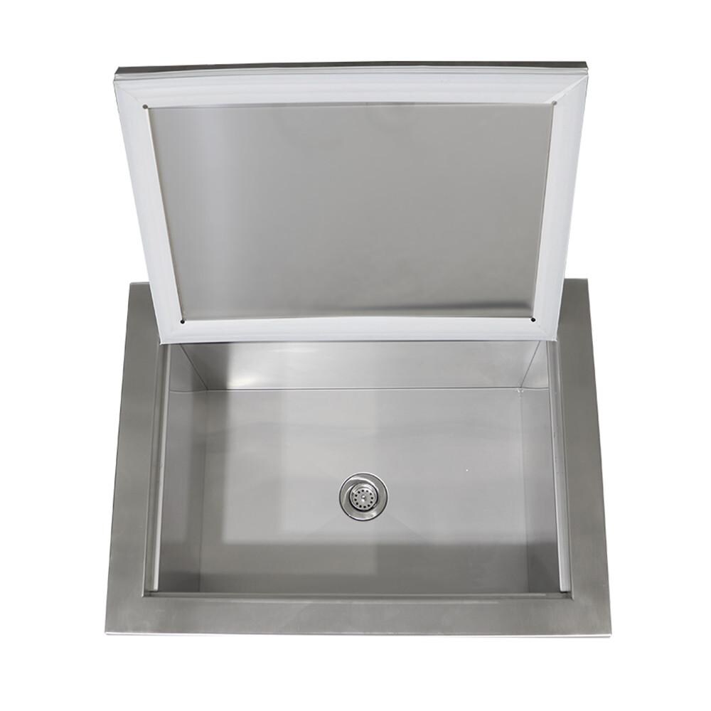 RCS VIC2 Valiant Series 24-Inch Stainless Steel Steel Drop-In Cooler Ice Container w/ Removable Lid - Drain With Strainer