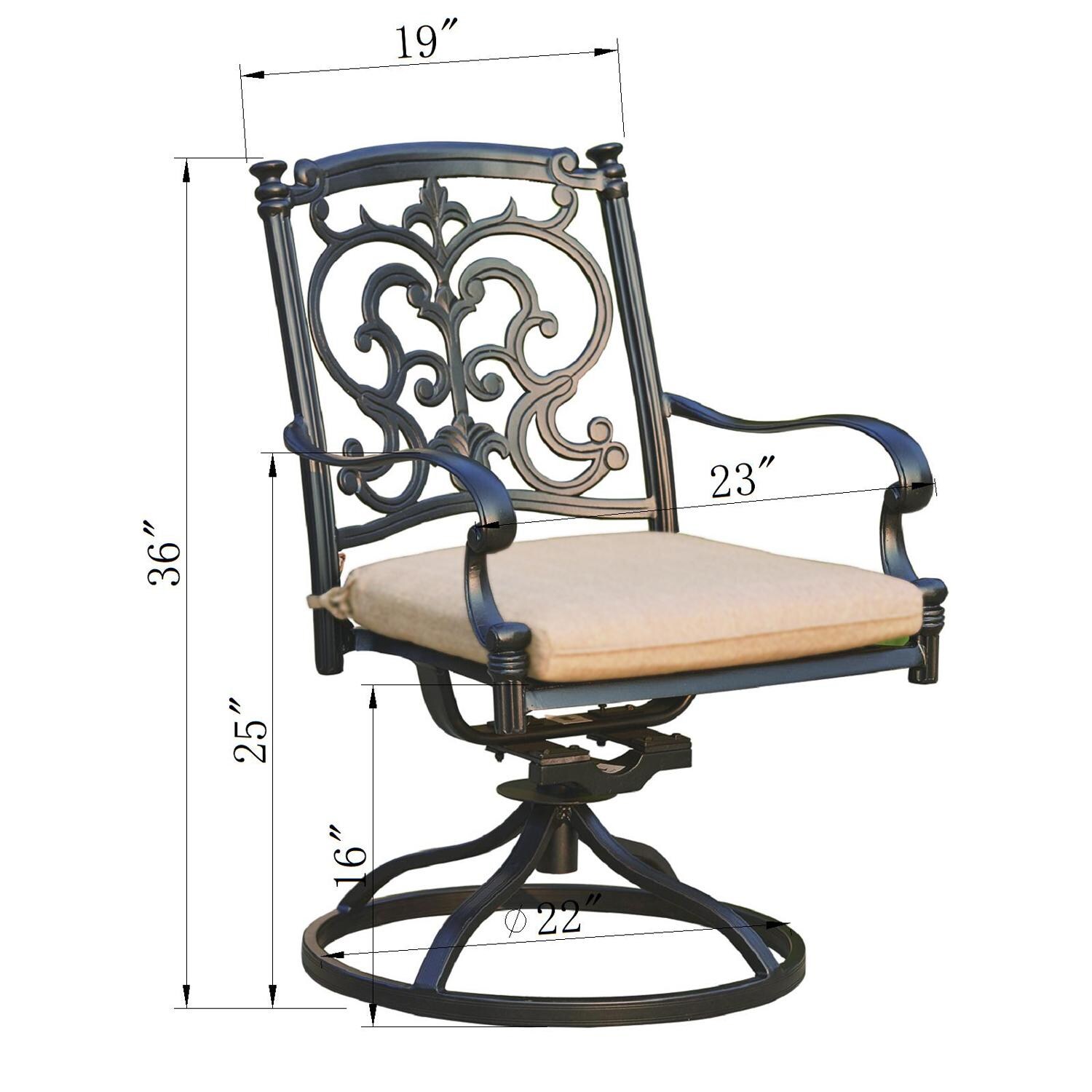 Darlee Santa Barbara 3 Pc Cast Aluminum Bistro Set w/ 24 Inch Series 60 Ice Bucket End Table - Chair - Dimensional thumbnail