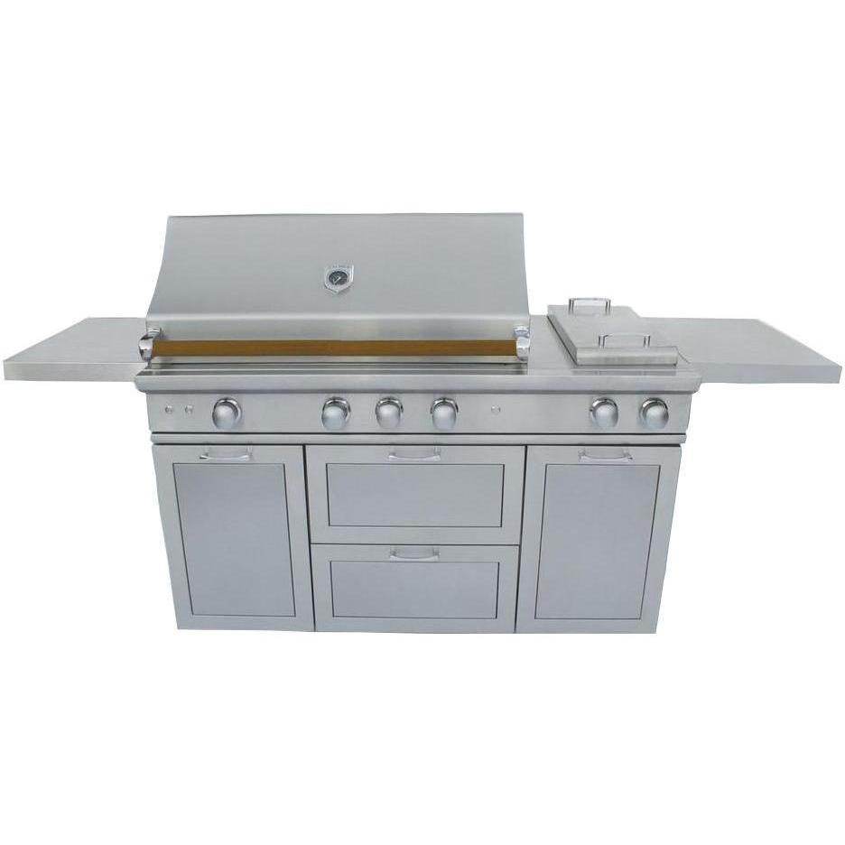 Caliber CrossFlame Pro 60-Inch Freestanding Propane Gas Grill With Sear Burner And Double Side Burner - Wood Handle