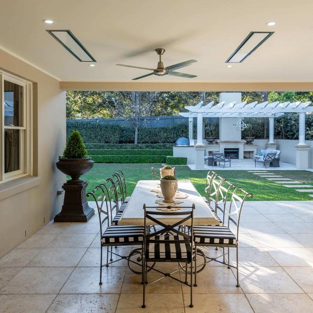 Bromic BH0320020 33 Inch 2300W Platinum Smart-Heat Electric 208V - White - On the Patio - Lifestyle thumbnail