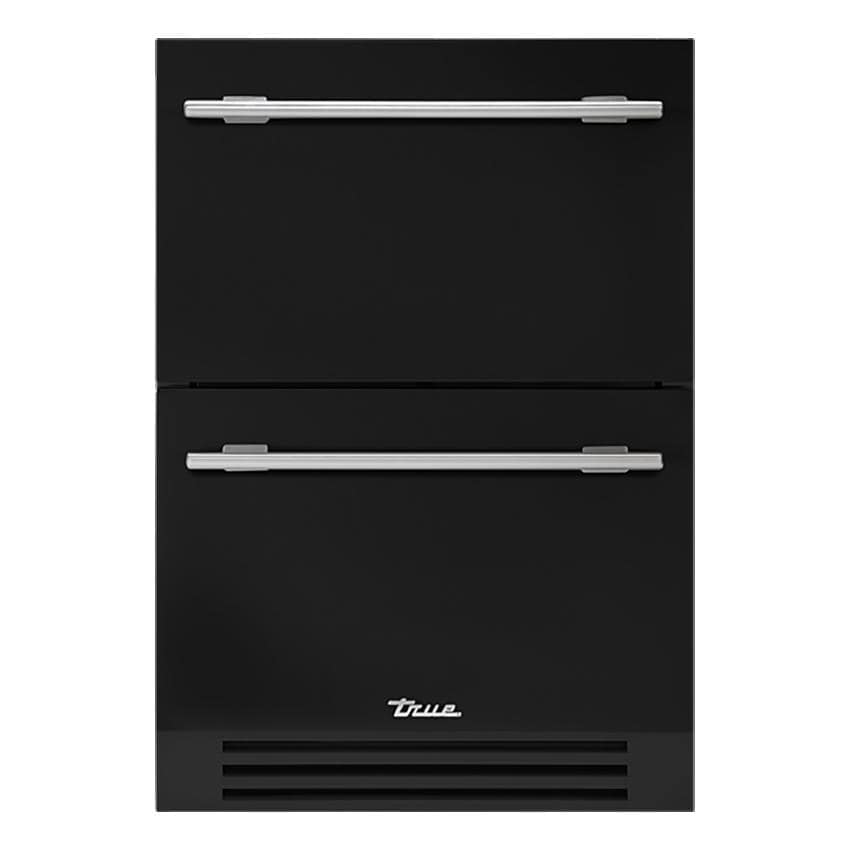 True ADA Height 24 Inch 5 Cu. Ft. Outdoor Refrigerator Drawers - Matte Black w/ Stainless Steel Handles - TURADA-24-D-A~027-H04
