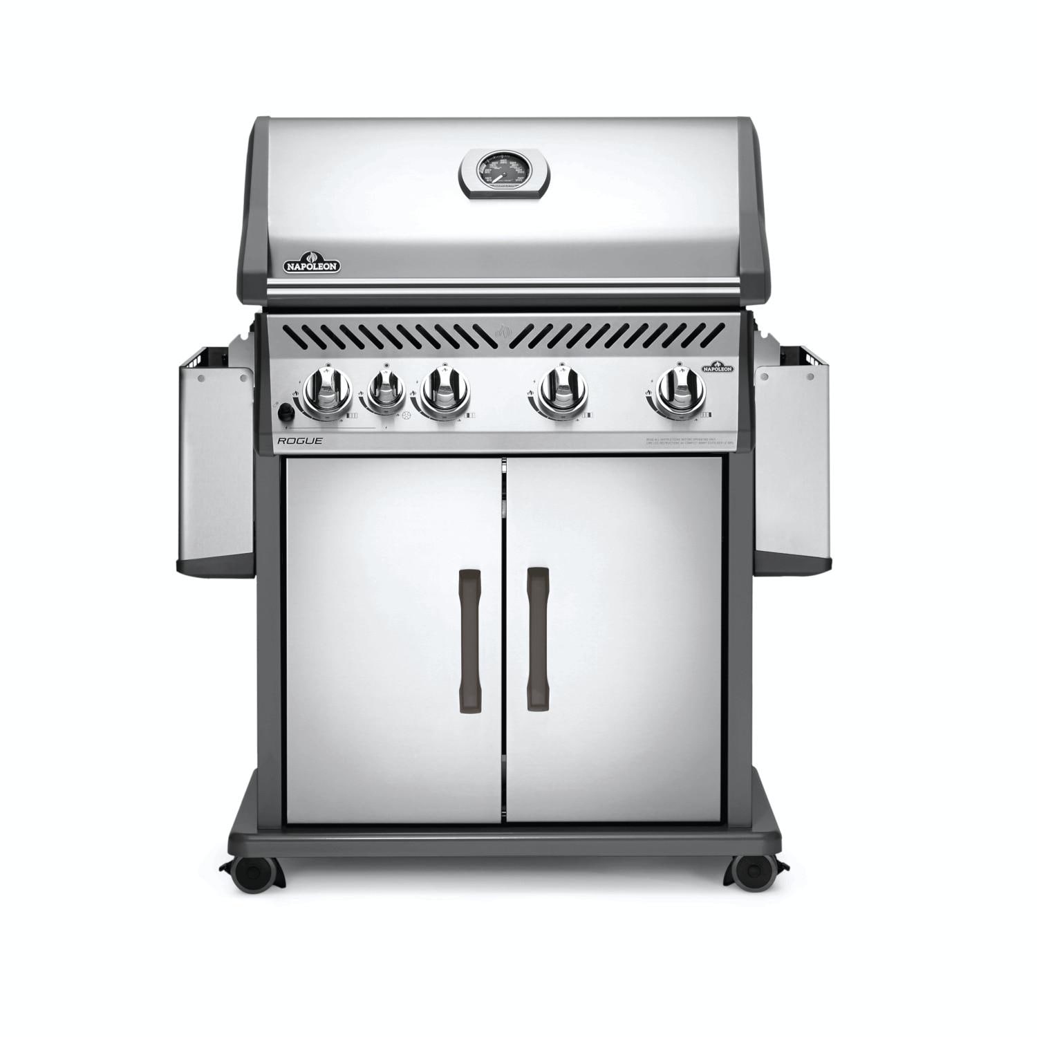 Napoleon Rogue 525 Propane Gas Grill With Range Side Burner - R525SBPSS - Shelves Down thumbnail