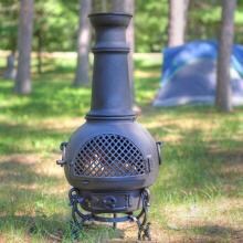 The Blue Rooster Gatsby Style Cast Aluminum Chiminea With Propane Gas Conversion Kit - Gold Accent image