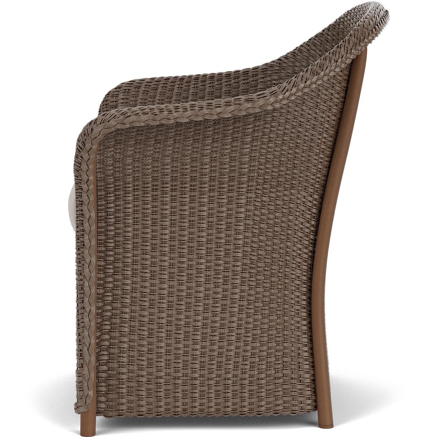 Lloyd Flanders Weekend Retreat Dining Armchair in Bark Finish W/ Remy Cloud Fabric - Side thumbnail