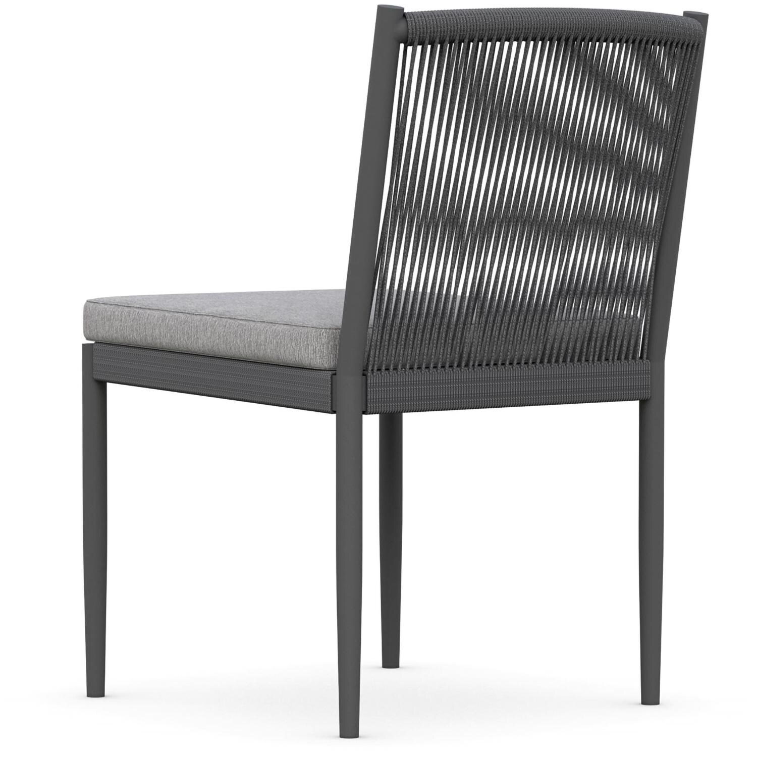 Azzurro Living Catalina Woven Rope Armless Dining Chair in Ash/Fog - Back - White Background thumbnail