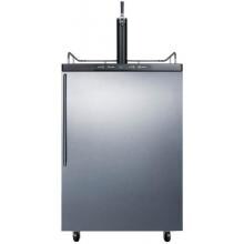 Summit 24-Inch 5.6 Cu. Ft. Freestanding Single Tap Beer Dispenser / Kegerator With Professional Handle - Stainless Steel / Black Cabinet - SBC635MSSHV