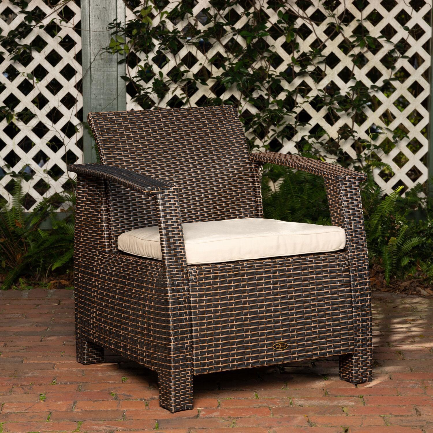 Palm Way Resin Wicker Deluxe Patio Club Chair in Mocha by Ultimate Patio - Patio - Lifestyle thumbnail