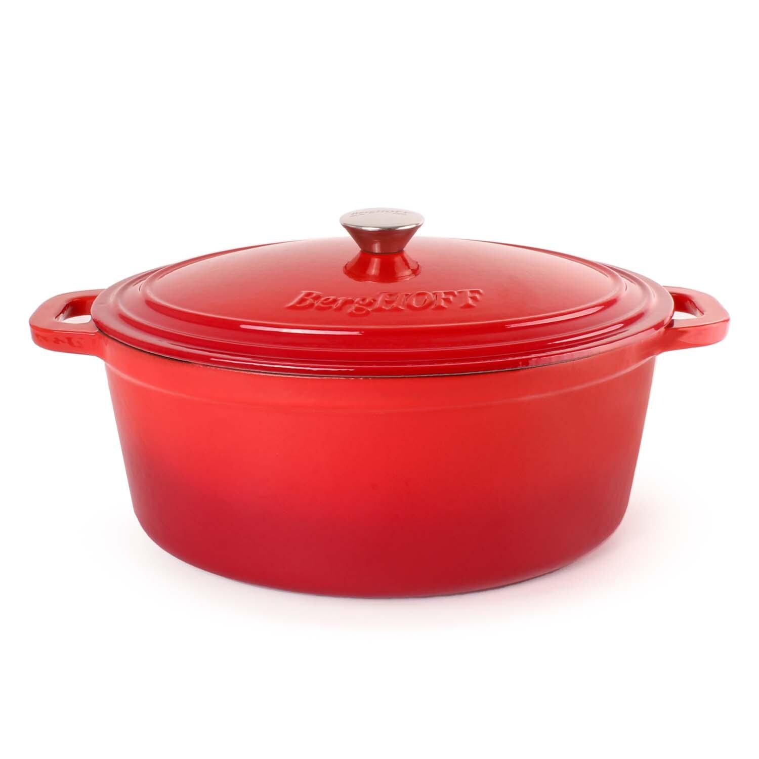 BergHOFF 13-in Neo Cast Iron 8 Qt. Oval Dutch Oven w/ Lid - Red