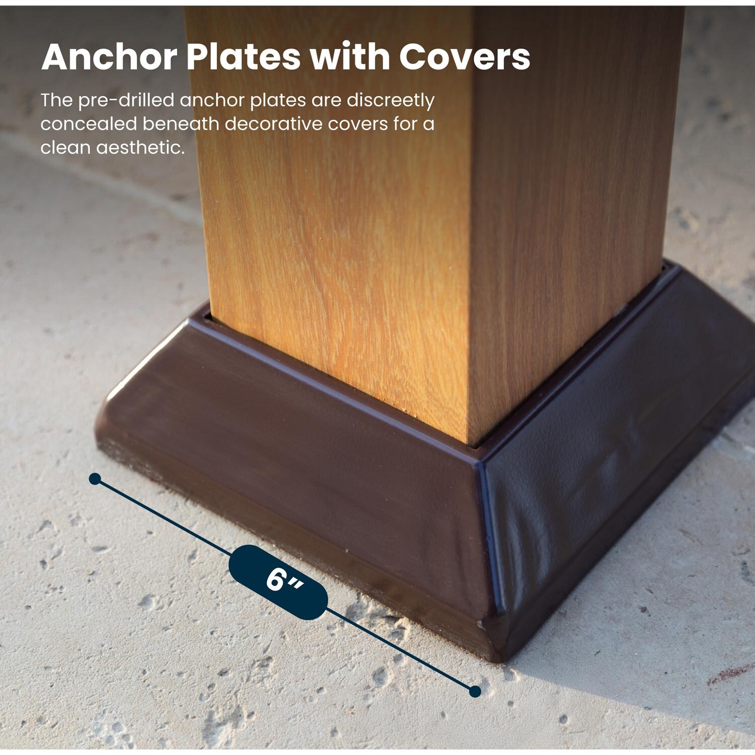 Paragon Outdoor PR11WD1W Florence 11' x 11' Cedar Pergola w/ White Canopy - Anchor Plate - Detail thumbnail