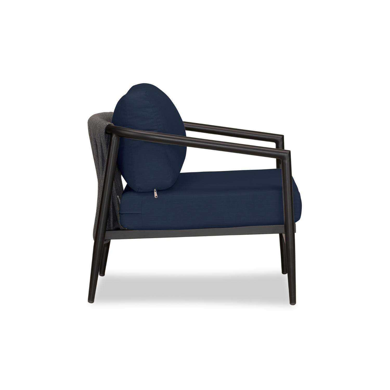 Lakeview Midnight Cove Aluminum Club Chair in Black/Carbon/Spectrum Indigo - Side - White Background thumbnail