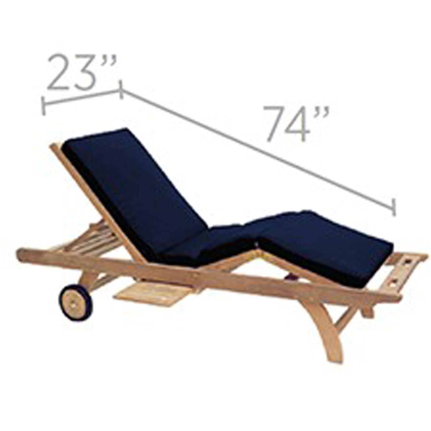 Royal Teak Collection CUSBG Sun Bed Chaise Lounge Sunbrella Cushion in Canvas Granite - Dimensions - Dimensional thumbnail