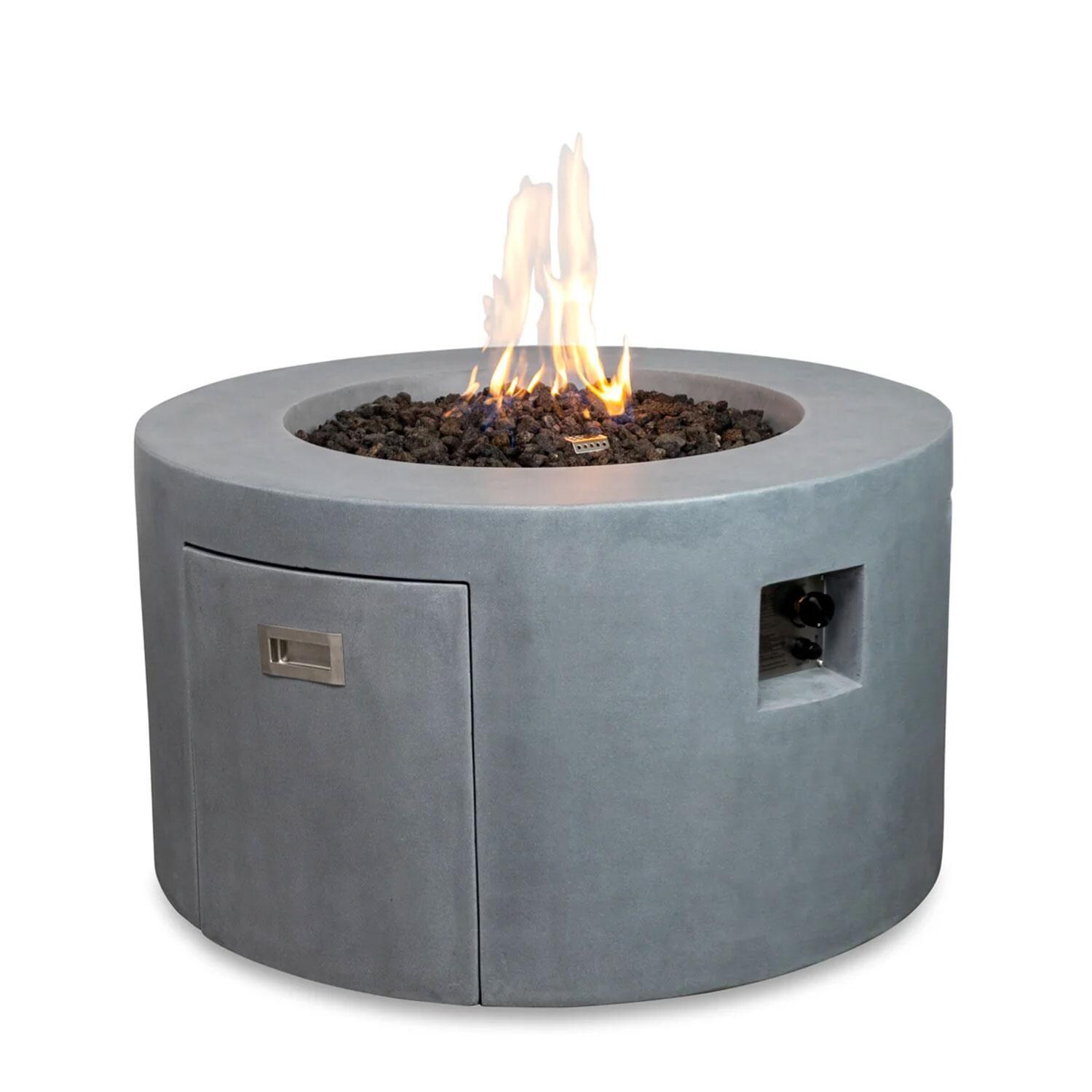 Glenwood 42-in Round Concrete Propane Fire Pit w/ Push Button Ignition in Natural Gray by Lakeview Outdoor Designs - Hidden Propane Tank Location - White Background thumbnail