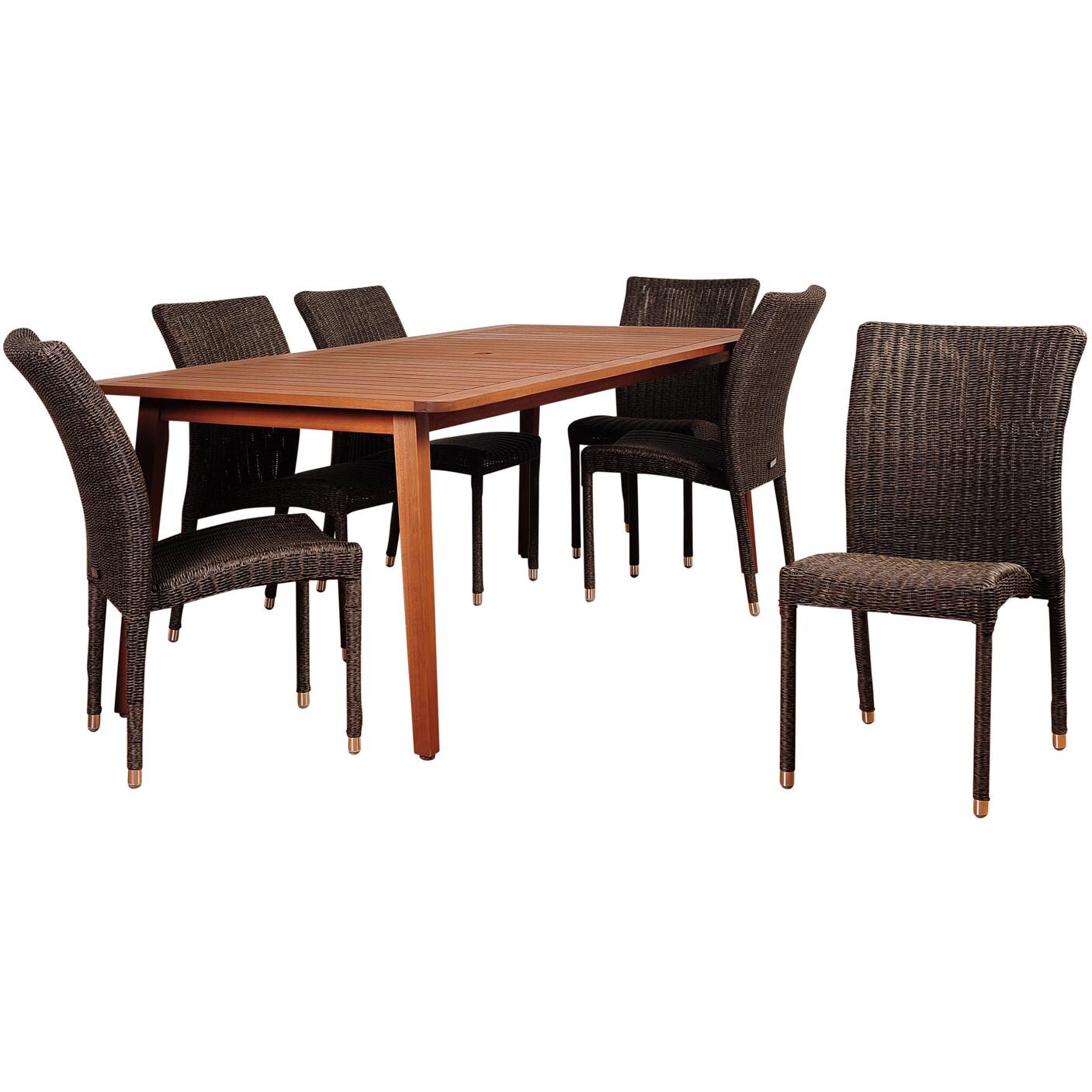Amazonia SC ARIZ_6BARI Abaco 6-Person Eucalyptus Patio Rectangular Dining Set W/ Stacking Dining Side Chairs thumbnail