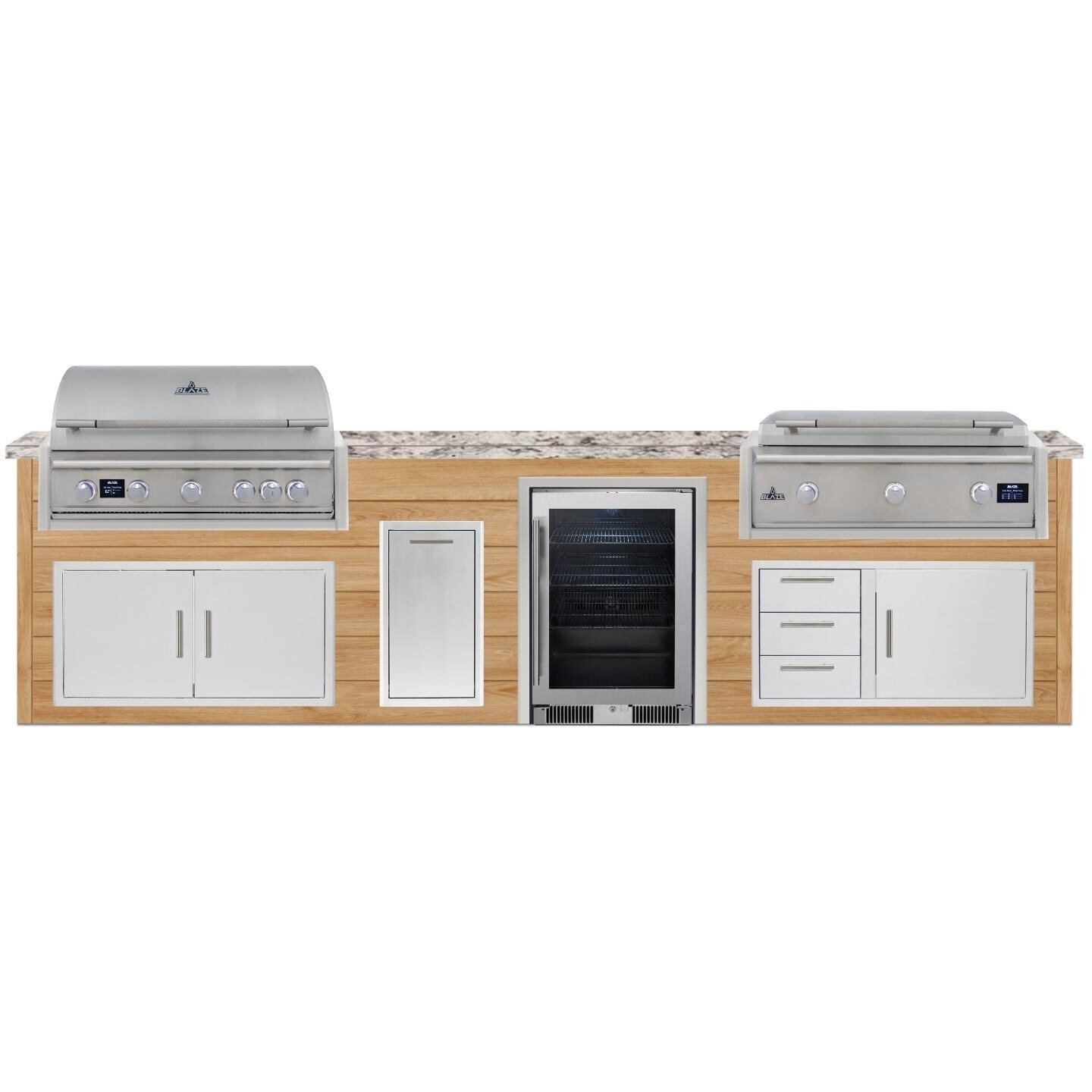 BBQGuys Signature 12 Ft Grill Island w/ 40-in Propane Blaze LTE Pro Grill & Griddle - Front - White Background thumbnail