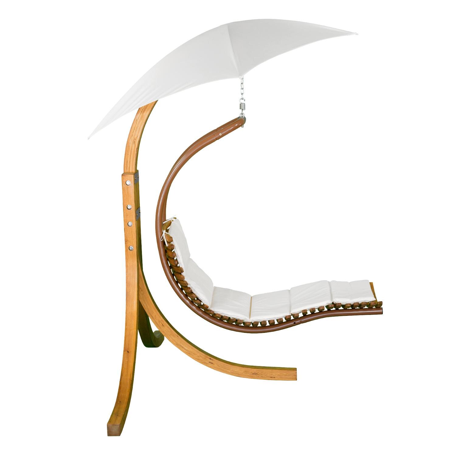 Leisure Season Sling Patio Swing Chaise Lounge With Umbrella -Side View thumbnail