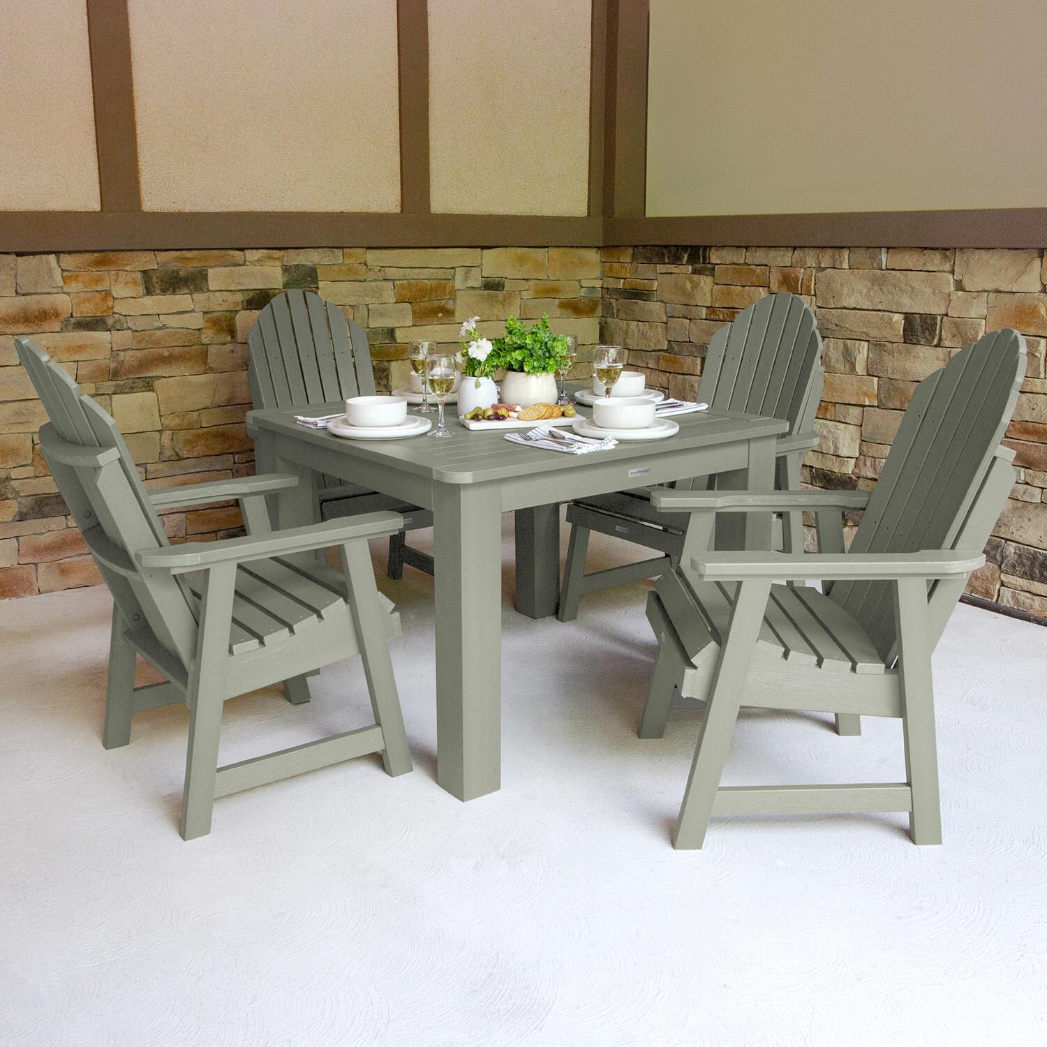 Dream Bay 5 Pc Recycled Plastic Square Dining Set in Eucalyptus by Lakeview Outdoor Designs