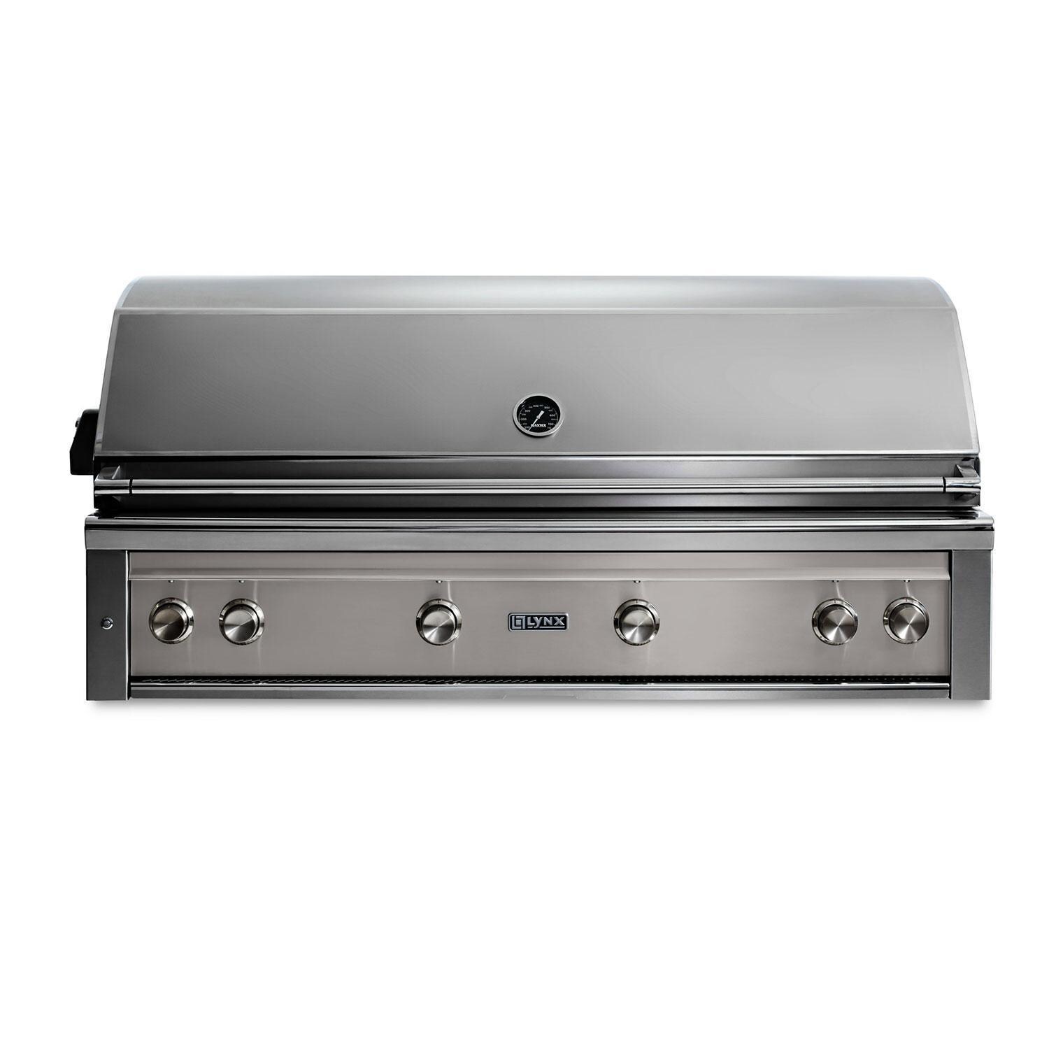 Lynx L54TR-LSNG Professional 54 Inch Built-In Natural Gas Grill With One Infrared Trident Burner & Rotisserie in Limestone - Display - White Background thumbnail