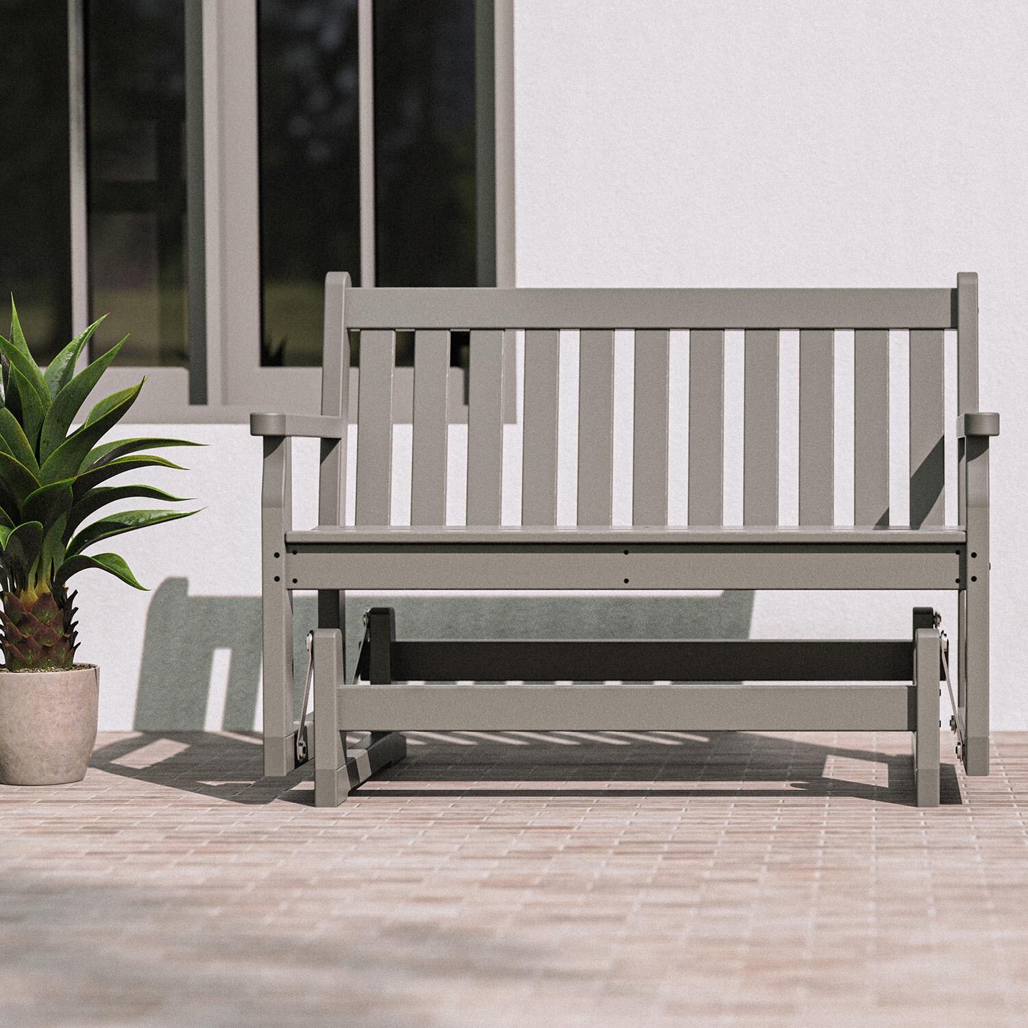 Traditional Garden 48 Inch Recycled Plastic Bench in Slate Gray by POLYWOOD