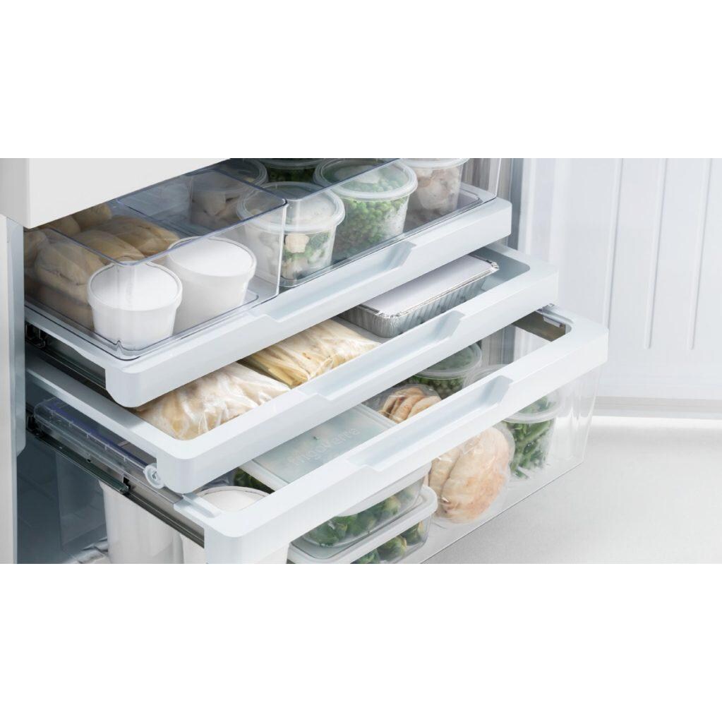 Fisher Paykel Dual 17.6 Cu. Ft. Bottom Freezer Counter Depth Refrigerators W/ Curved Door - Stainless Steel - E522BLX5 & E522BRX5 - Freezer thumbnail