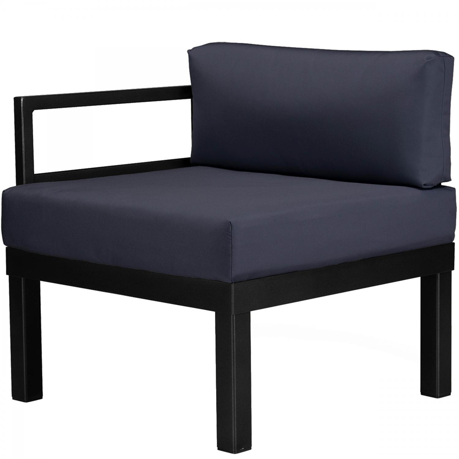 Ashbee Aluminum Patio End Sectional Chair By Telescope Casual - Textured Black/Indigo thumbnail